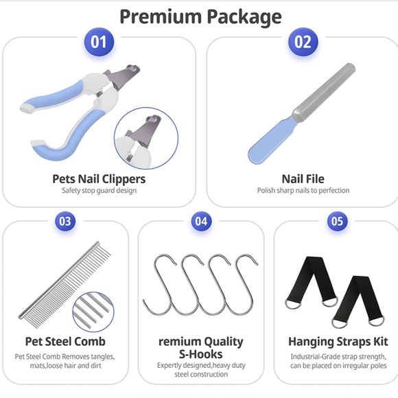 NEW Pet Grooming Hammock Harness with Nail Clippers, File, and Comb Blue Size S - Picture 2 of 5